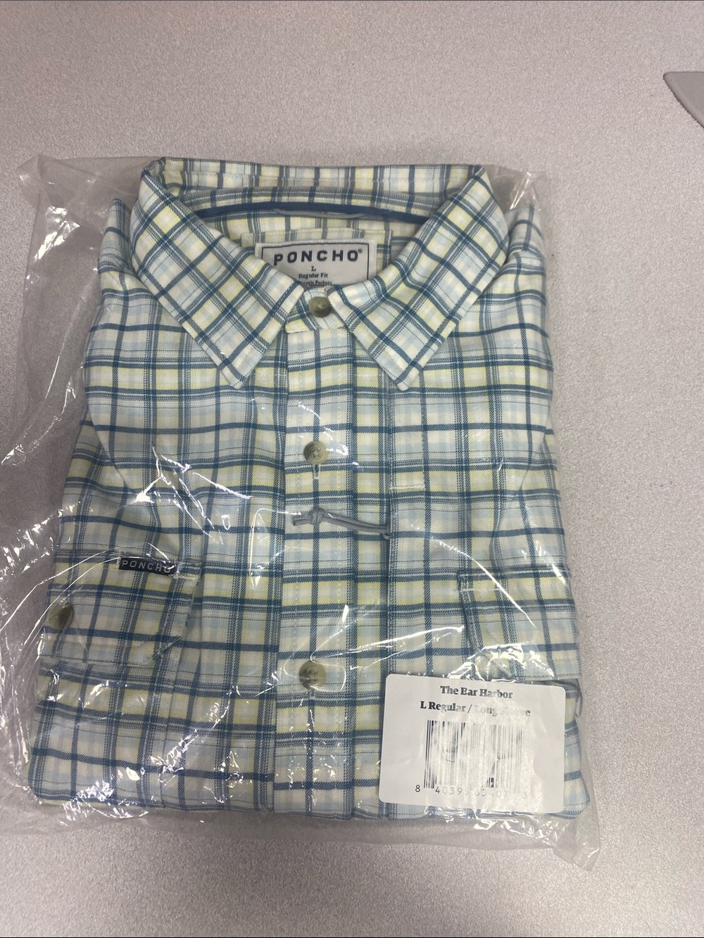 Poncho Men’s Blue & Cream Plaid Button-Down Shirt